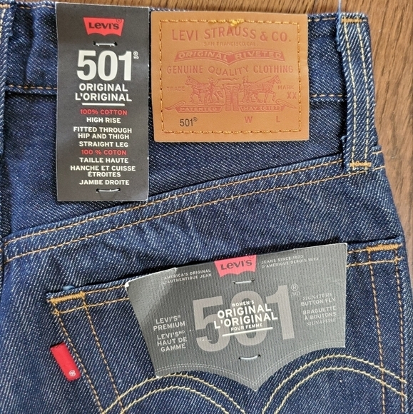 levi's 501 Original Fit Dark Wash High-rise Straight Leg Size 24 x 30 NWOT - Picture 12 of 16